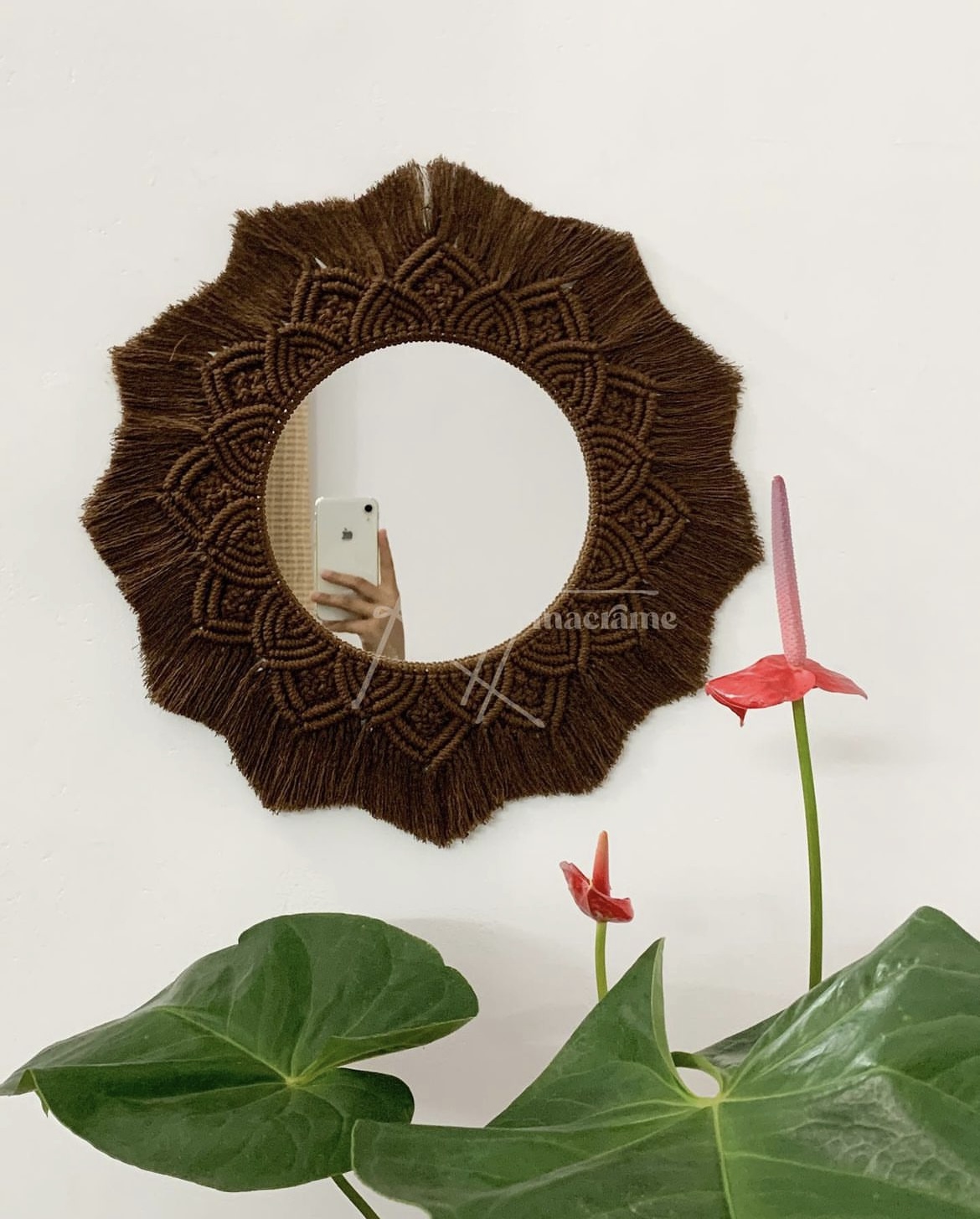 macrame mirror brown-knotty macrame