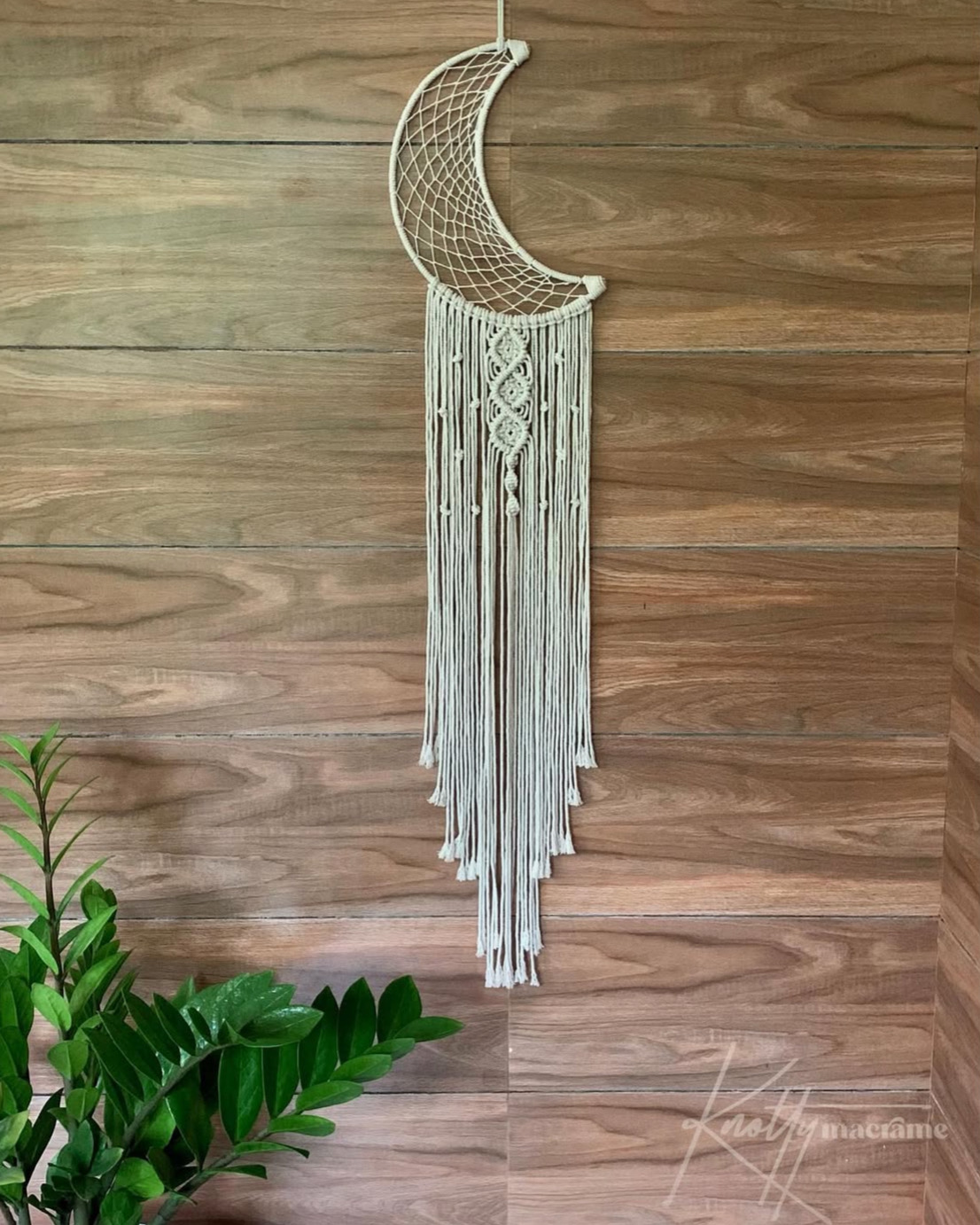 macrame moon dream catcher-knotty macrame